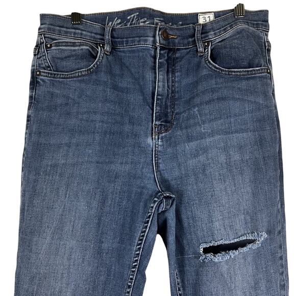 Free People Sunny Skinny Jeans Womens 31 Medium Wash High Rise Distressed Y2K - Picture 5 of 7